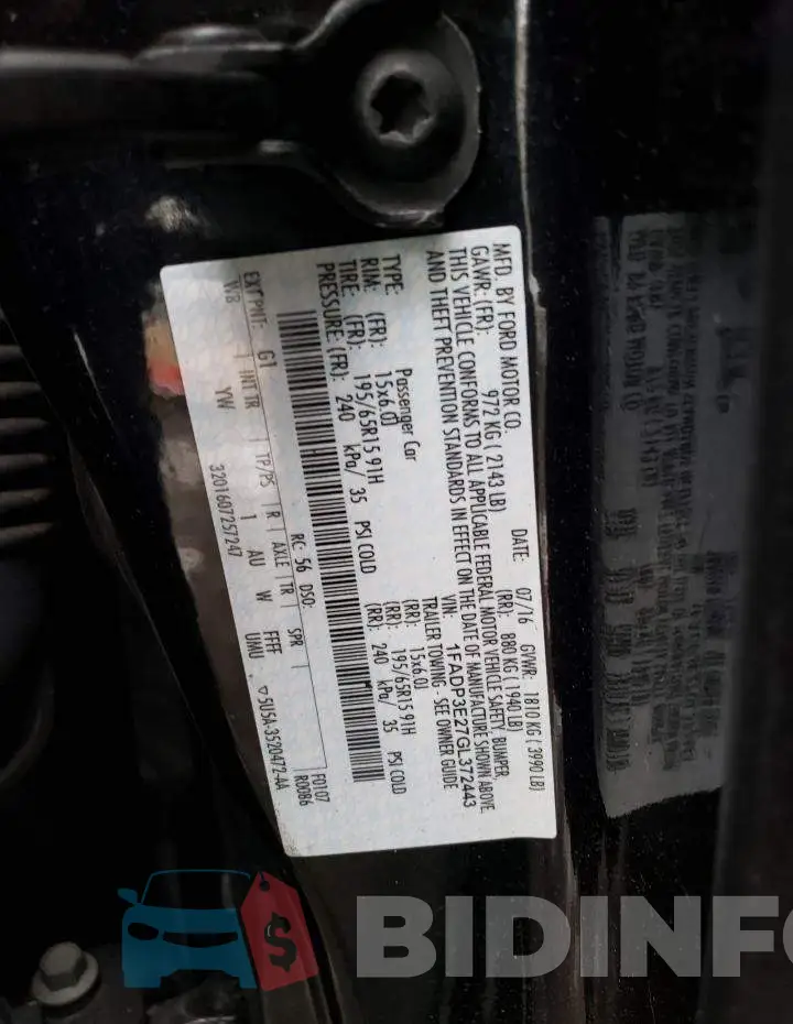 1FADP3E27GL372443 Photo# 12