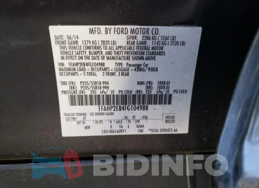 1FAHP2E84FG104988 Photo# 12