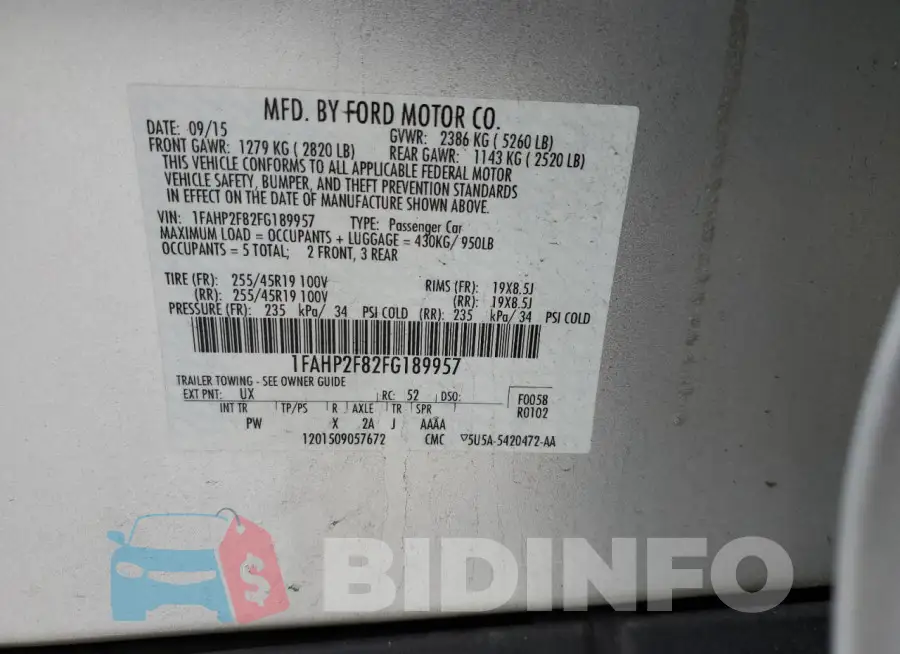 1FAHP2F82FG189957 Photo# 12