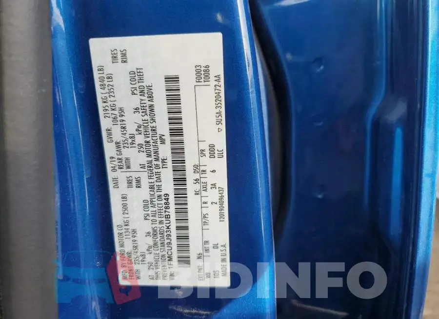 1FMCU9J93KUB78849 Photo# 13