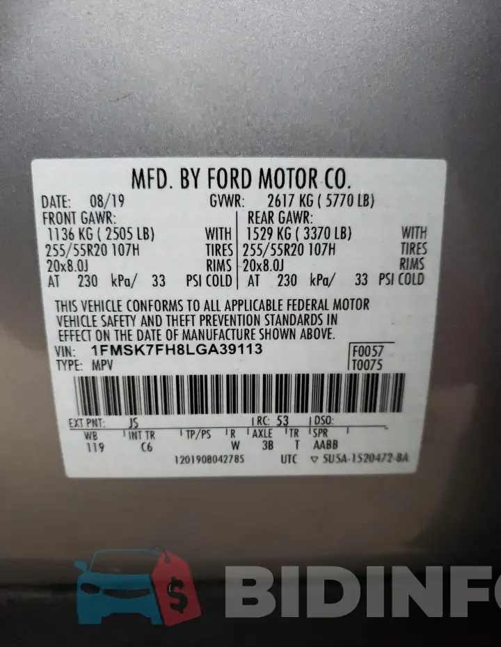 1FMSK7FH8LGA39113 Photo# 13