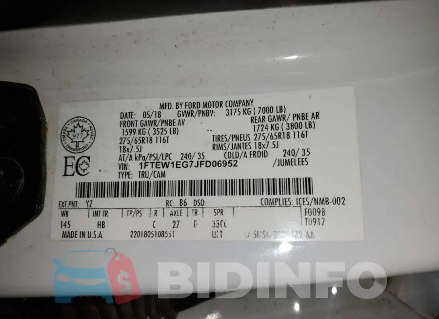 1FTEW1EG7JFD06952 Photo# 12
