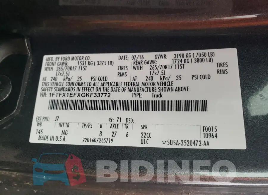 1FTFX1EFXGKF33772 Photo# 12