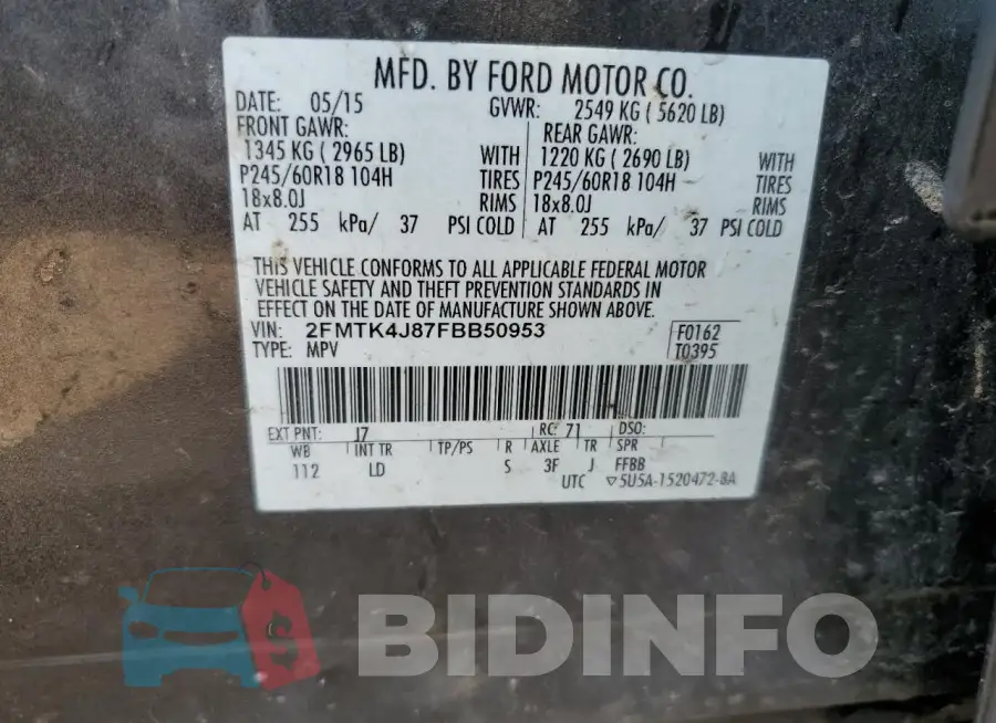 2FMTK4J87FBB50953 Photo# 13