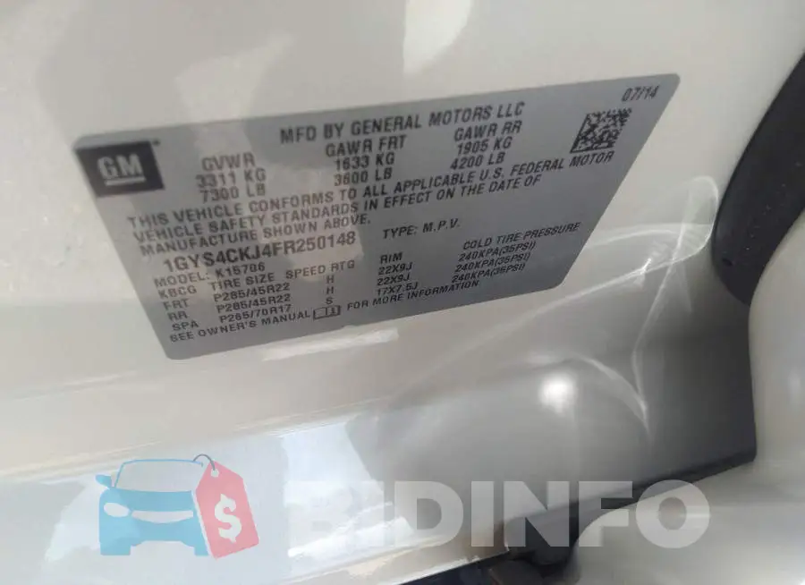 1GYS4CKJ4FR250148 Photo# 9
