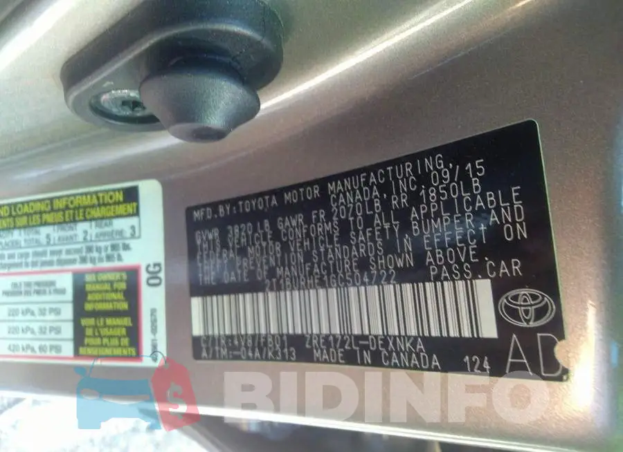 2T1BURHE1GC504722 Photo# 9