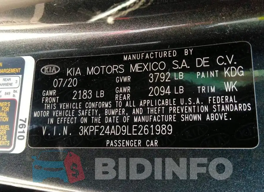 3KPF24AD9LE261989 Photo# 9