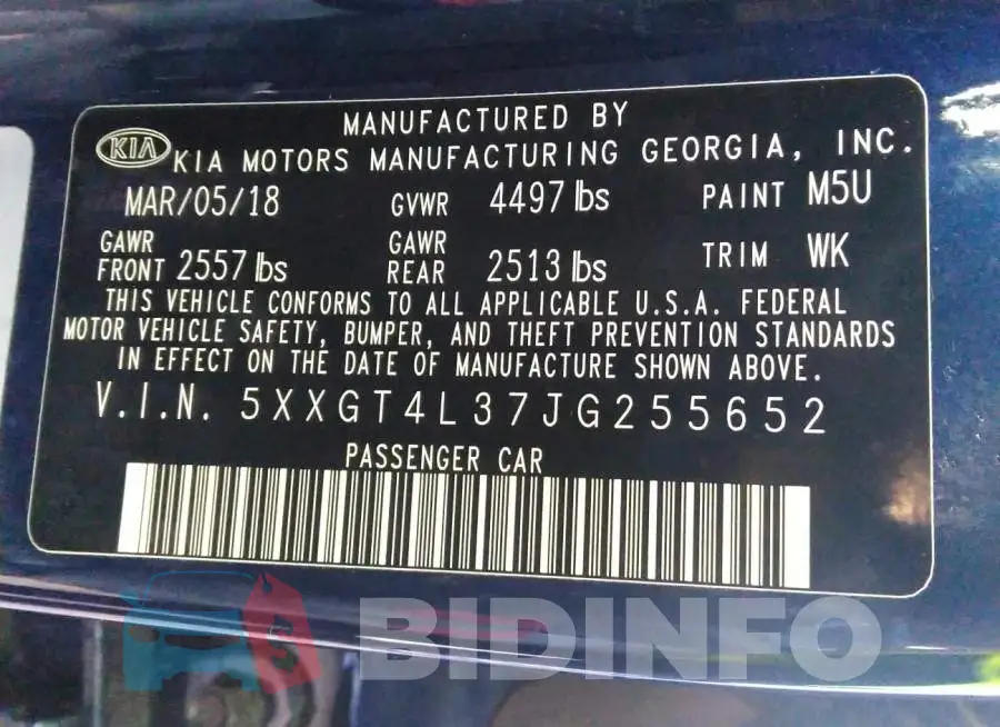 5XXGT4L37JG255652 Photo# 9