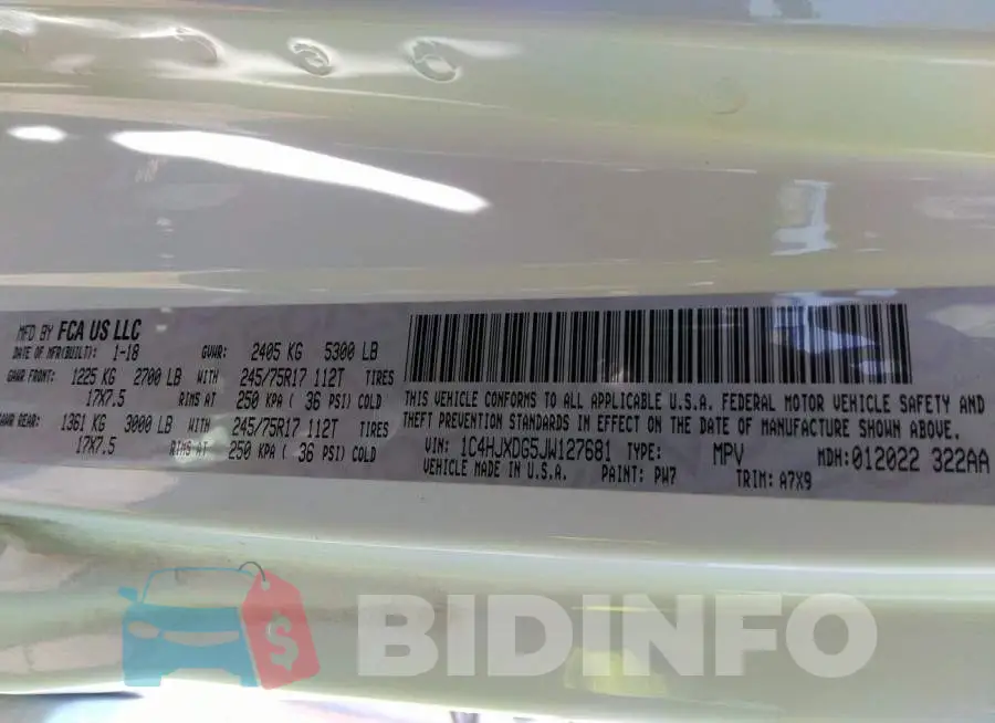1C4HJXDG5JW127681 Photo# 9