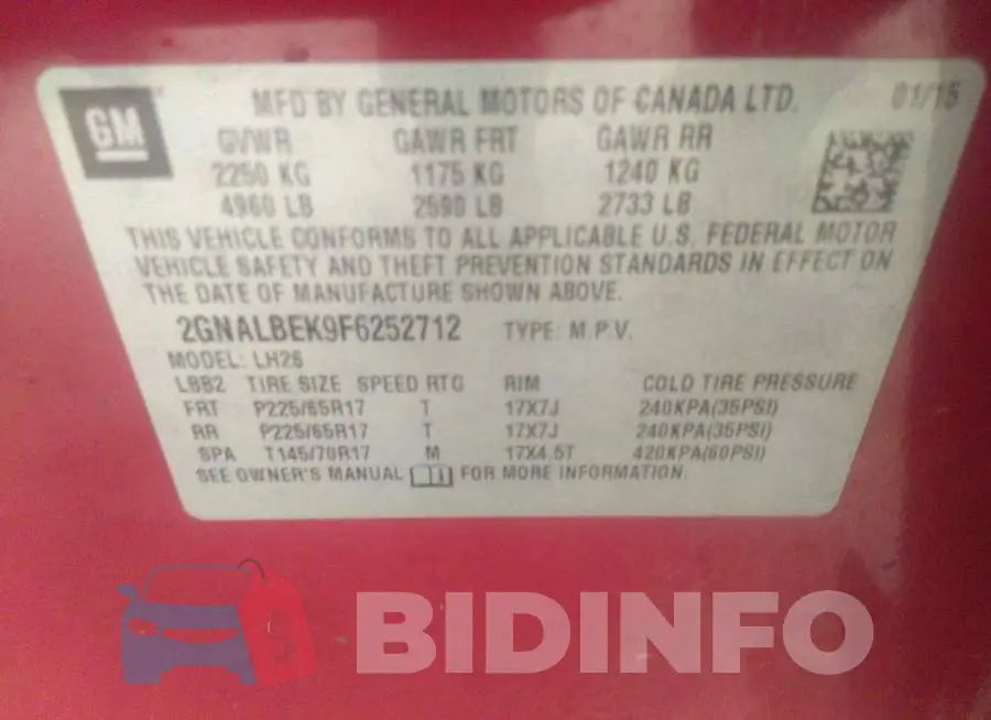 2GNALBEK9F6252712 Photo# 9