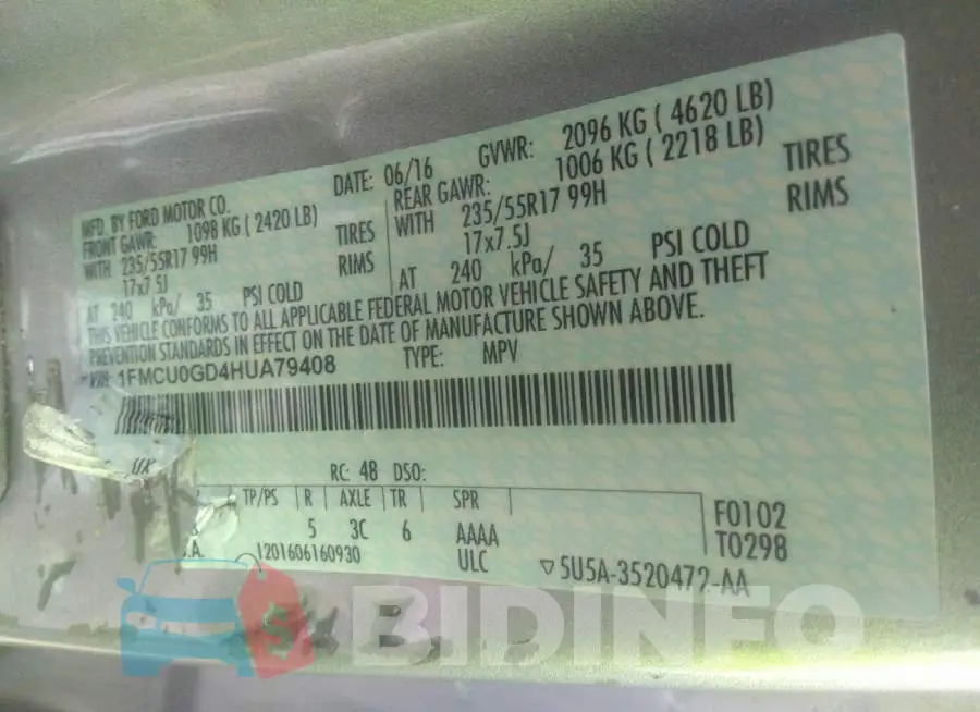 1FMCU0GD4HUA79408 Photo# 9