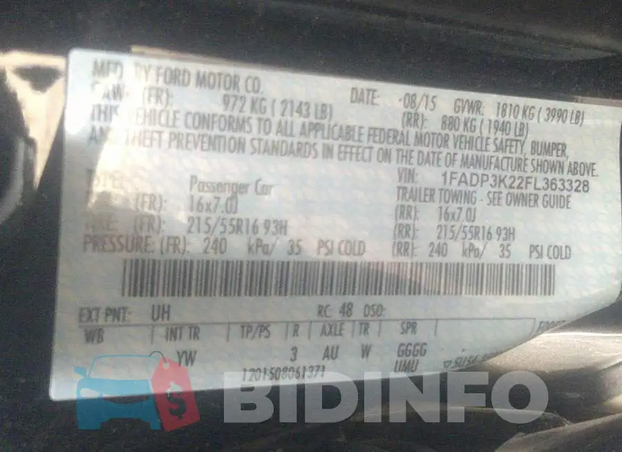 1FADP3K22FL363328 Photo# 9