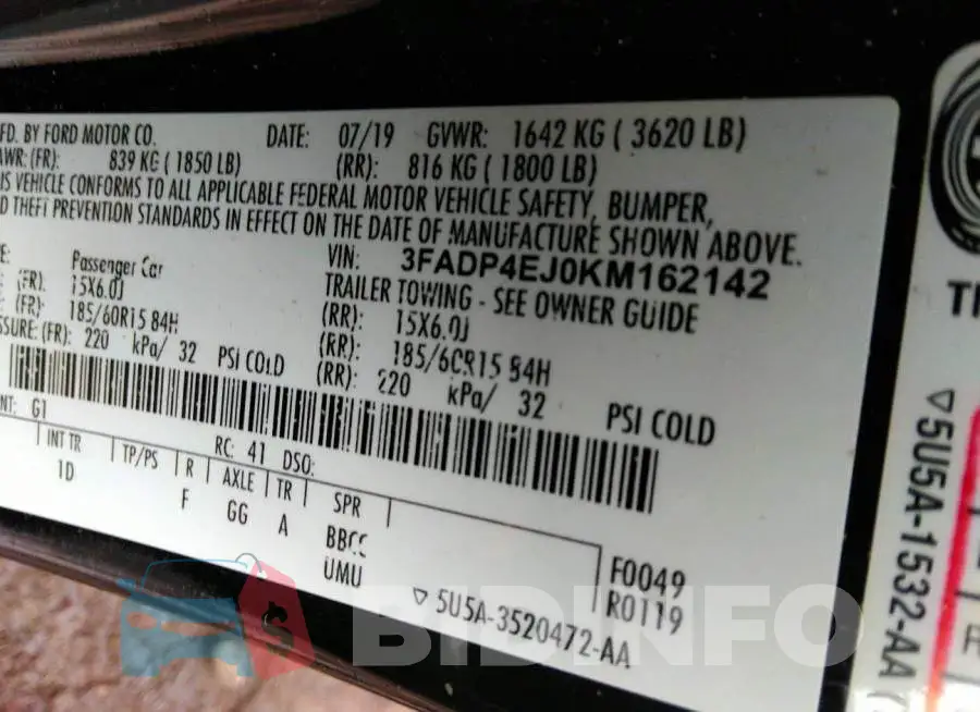 3FADP4EJ0KM162142 Photo# 9