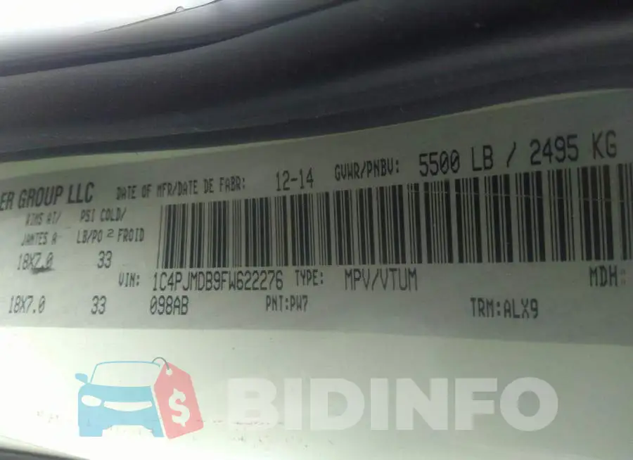1C4PJMDB9FW622276 Photo# 9