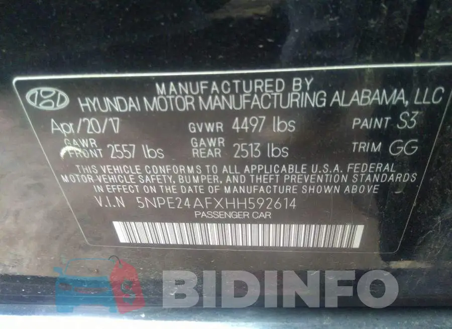 5NPE24AFXHH592614 Photo# 9