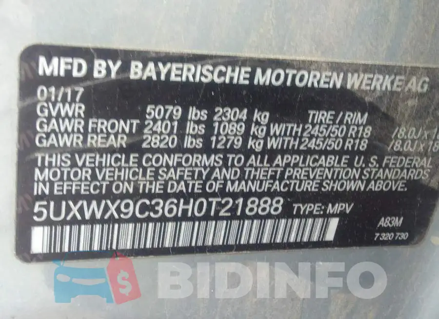 5UXWX9C36H0T21888 Photo# 9