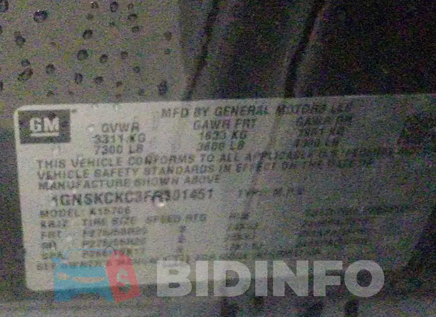 1GNSKCKC3FR301451 Photo# 9
