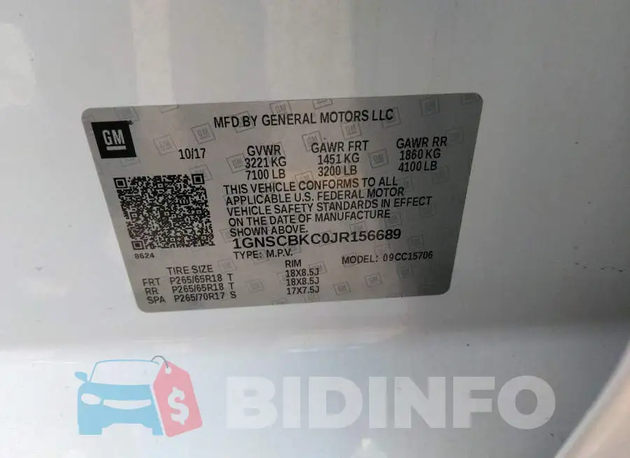 1GNSCBKC0JR156689 Photo# 9