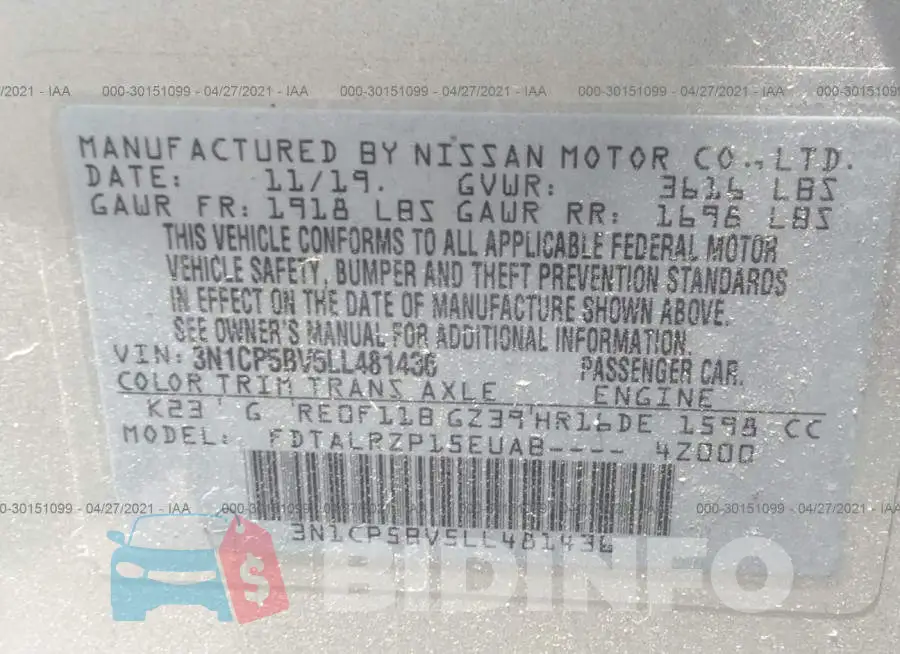 3N1CP5BV5LL481436 Photo# 9