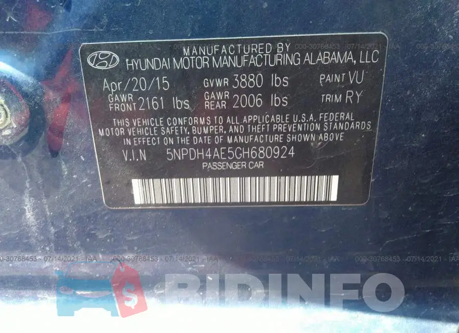 5NPDH4AE5GH680924 Photo# 9