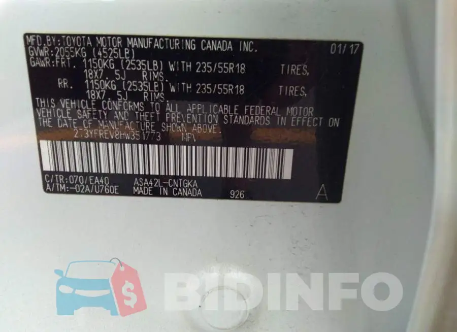 2T3YFREV8HW351773 Photo# 9