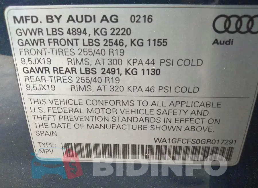 WA1GFCFS0GR017291 Photo# 9