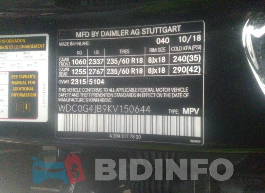 WDC0G4JB9KV150644 Photo# 9