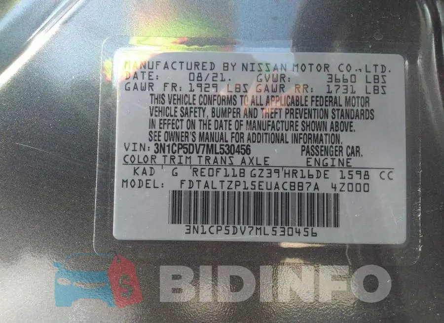 3N1CP5DV7ML530456 Photo# 9