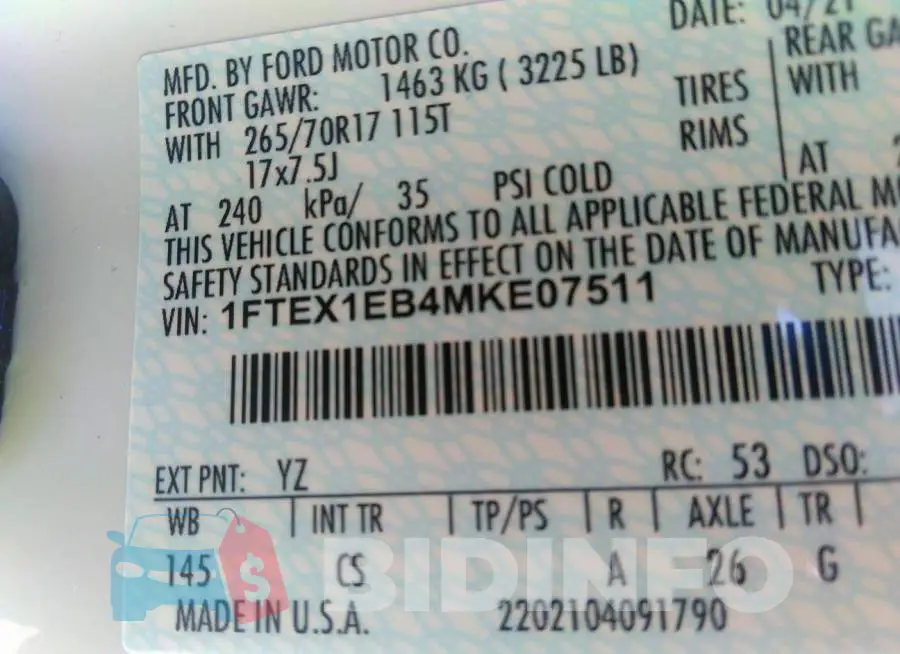 1FTEX1EB4MKE07511 Photo# 9