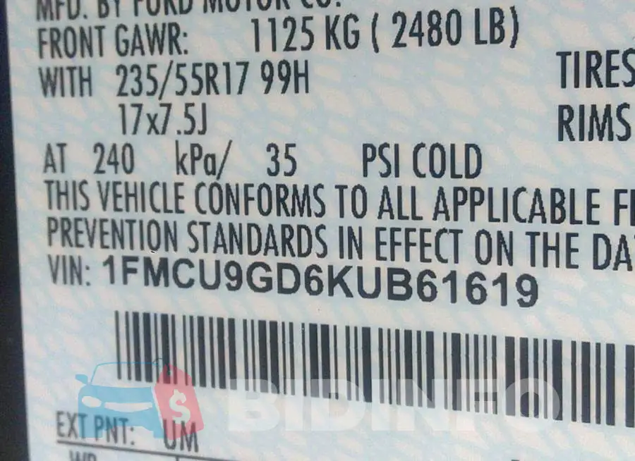 1FMCU9GD6KUB61619 Photo# 9