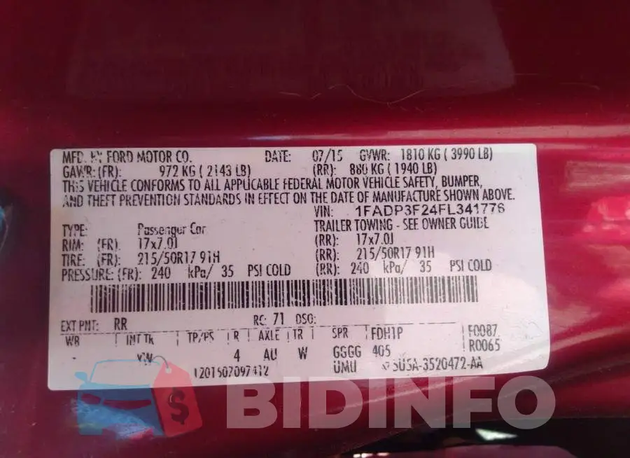 1FADP3F24FL341776 Photo# 9