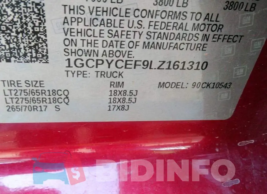 1GCPYCEF9LZ161310 Photo# 9