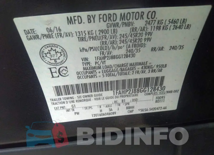 1FAHP2J88GG128430 Photo# 9