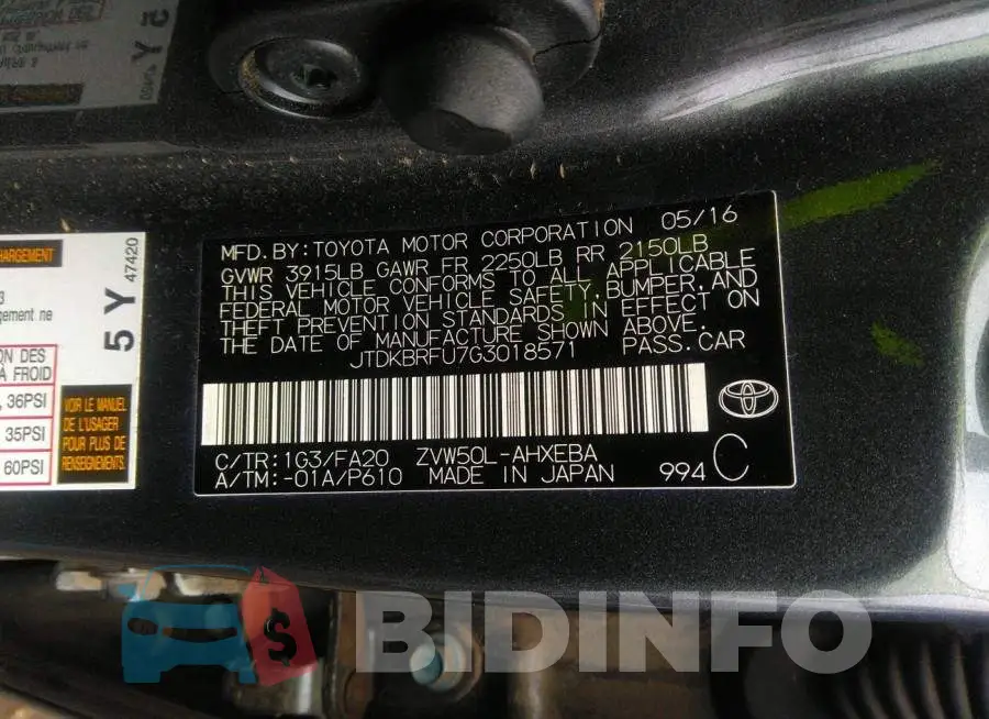 JTDKBRFU7G3018571 Photo# 9