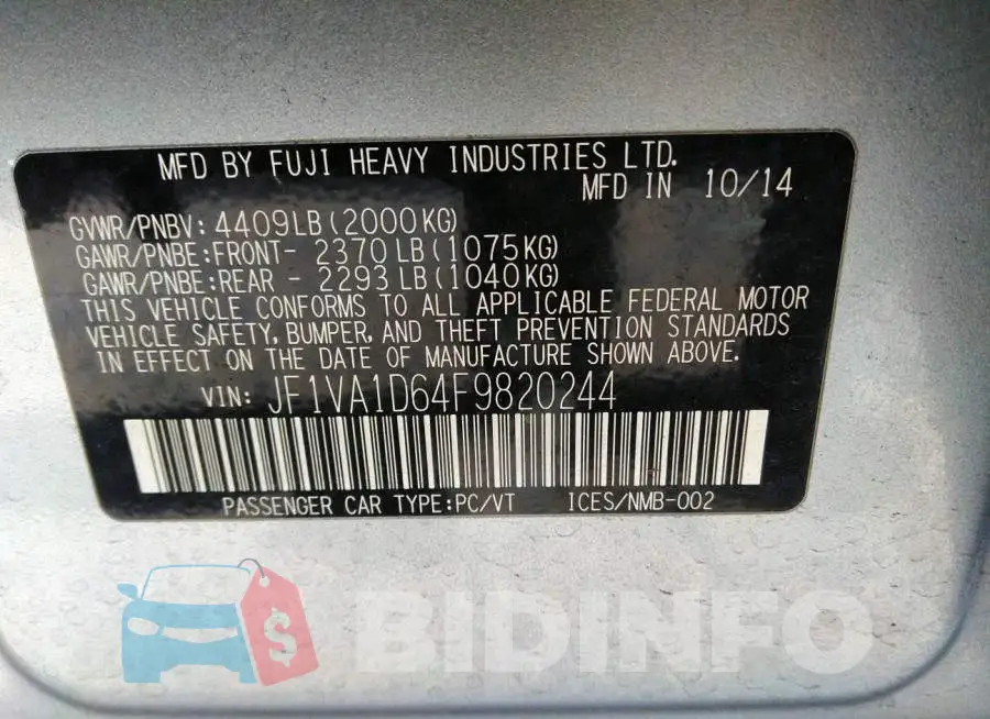 JF1VA1D64F9820244 Photo# 9