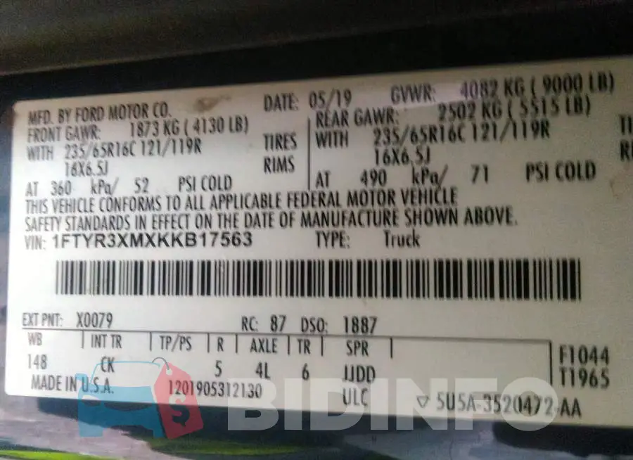 1FTYR3XMXKKB17563 Photo# 9