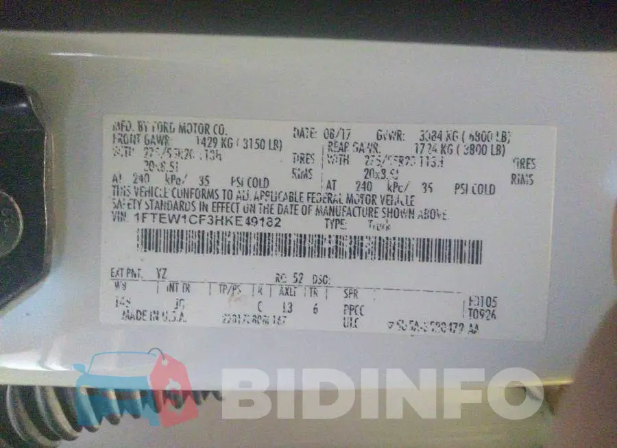 1FTEW1CF3HKE49182 Photo# 9