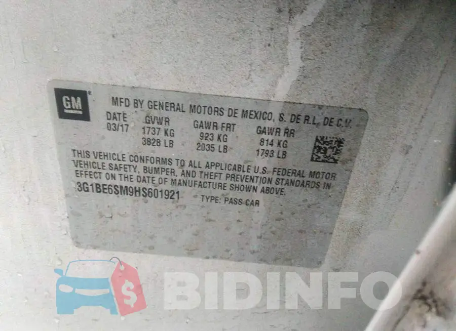 3G1BE6SM9HS601921 Photo# 9