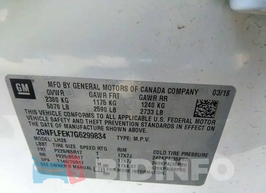 2GNFLFEK7G6299834 Photo# 9