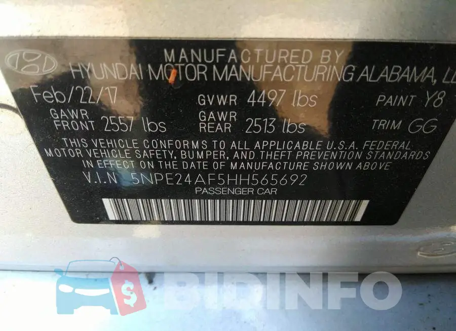 5NPE24AF5HH565692 Photo# 9