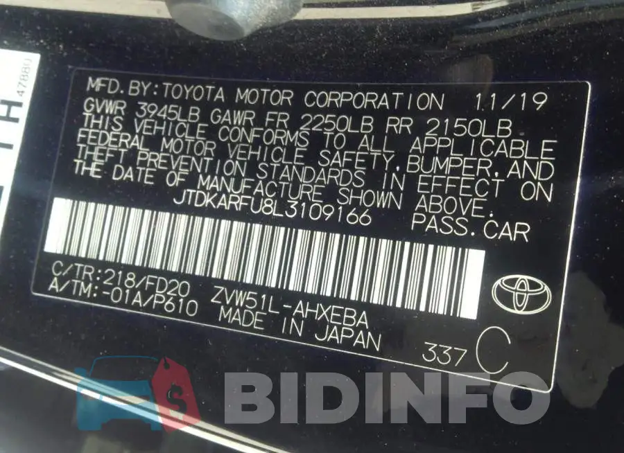 JTDKARFU8L3109166 Photo# 9
