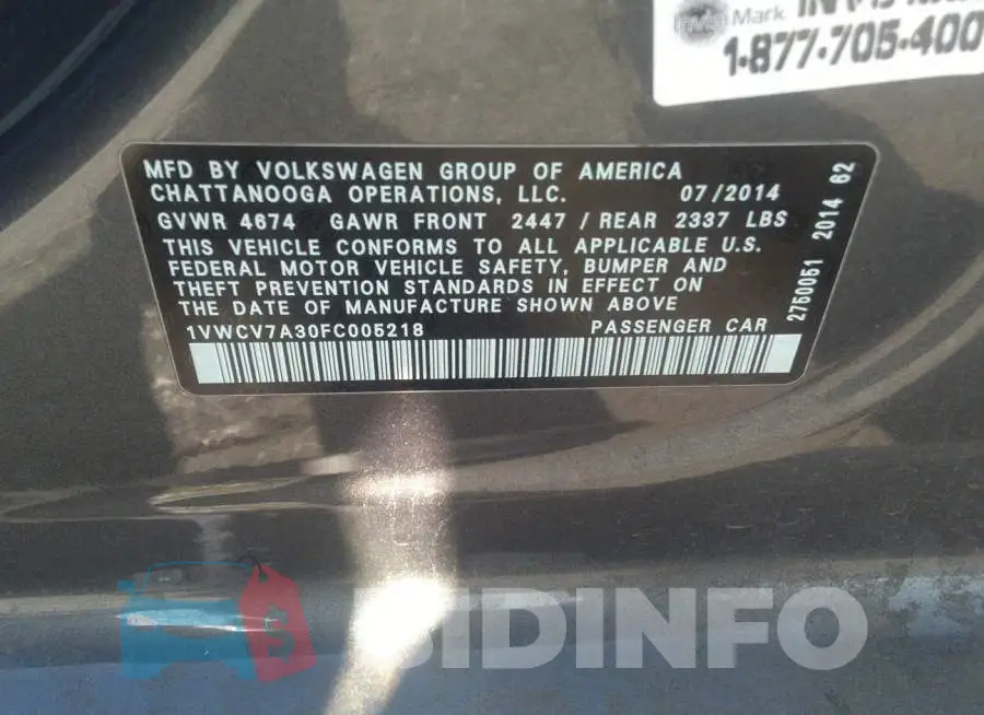1VWCV7A30FC005218 Photo# 9