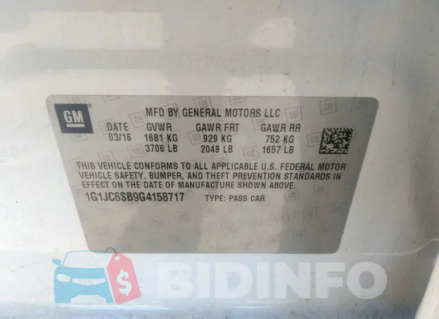 1G1JC6SB9G4158717 Photo# 9