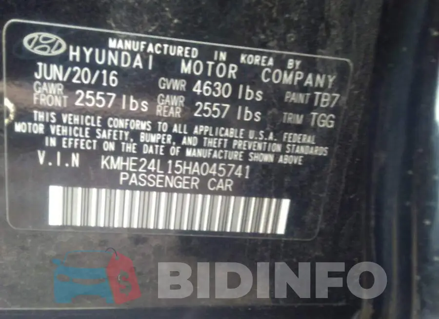 KMHE24L15HA045741 Photo# 9