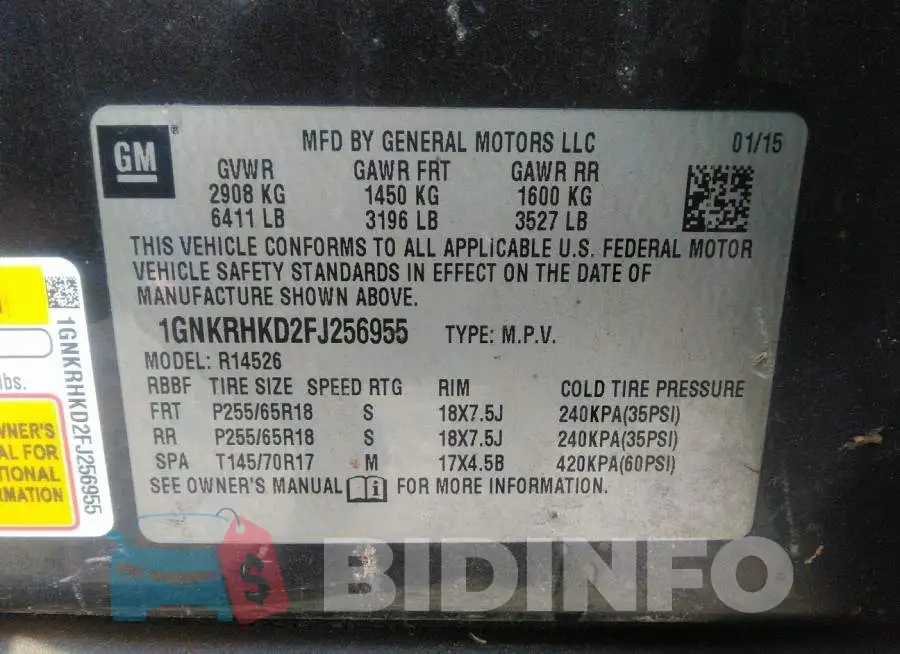 1GNKRHKD2FJ256955 Photo# 9