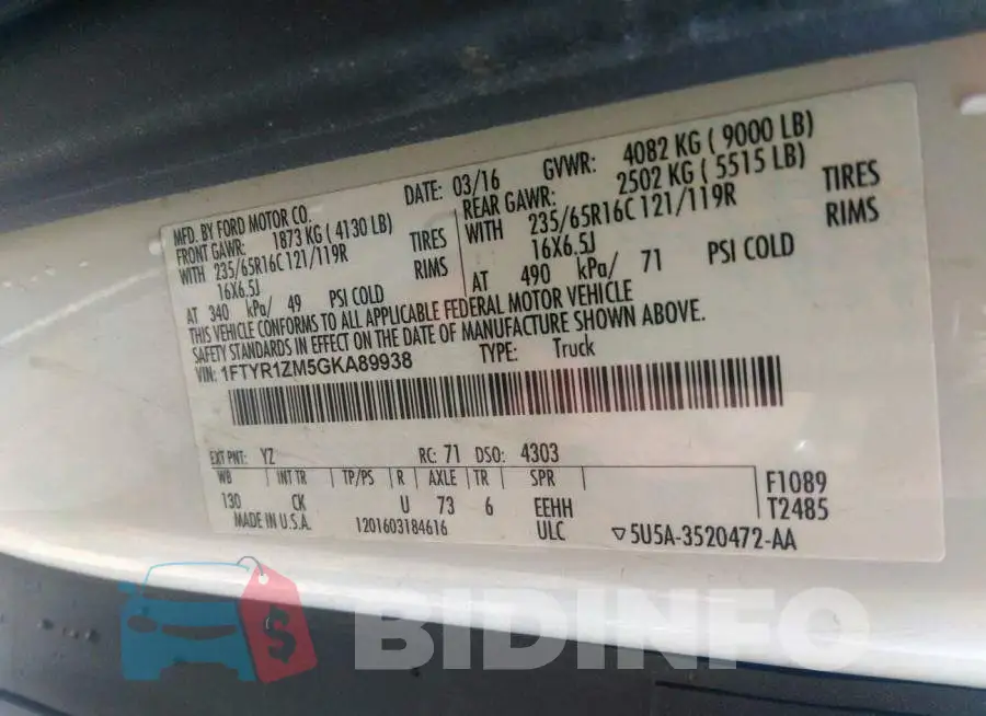1FTYR1ZM5GKA89938 Photo# 9