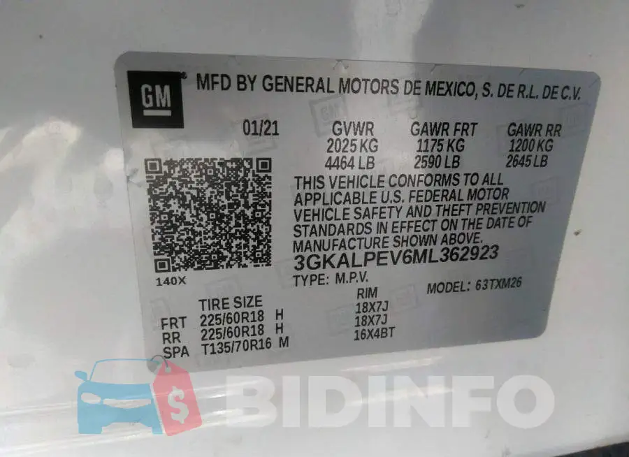 3GKALPEV6ML362923 Photo# 9