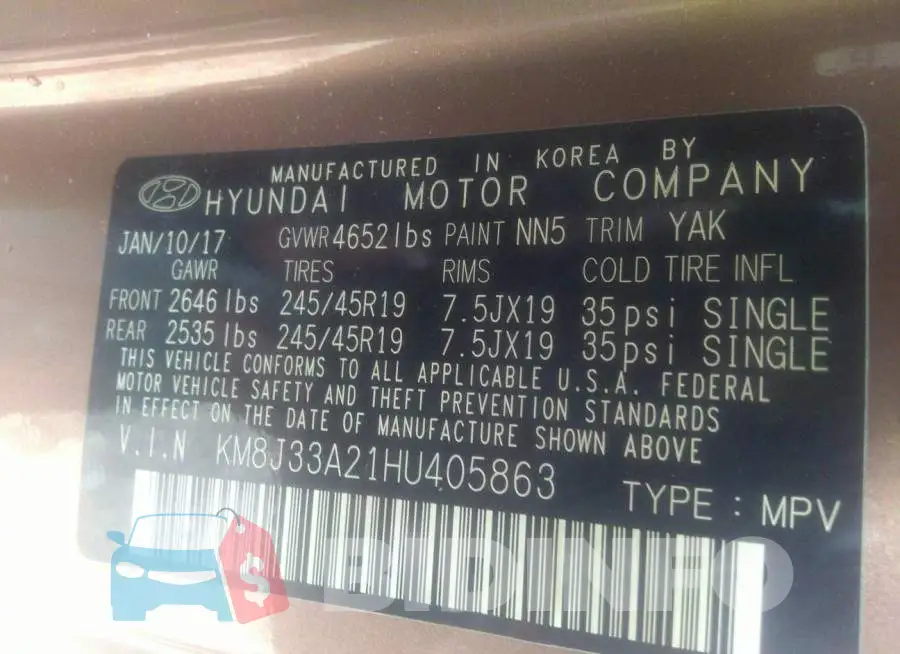 KM8J33A21HU405863 Photo# 9