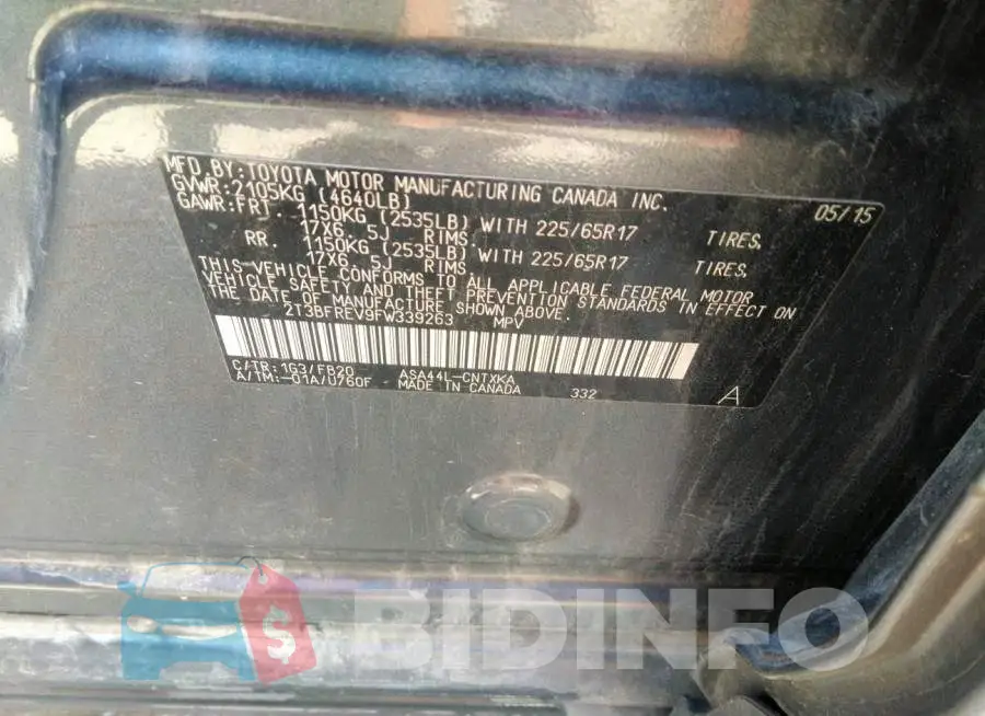 2T3BFREV9FW339263 Photo# 9