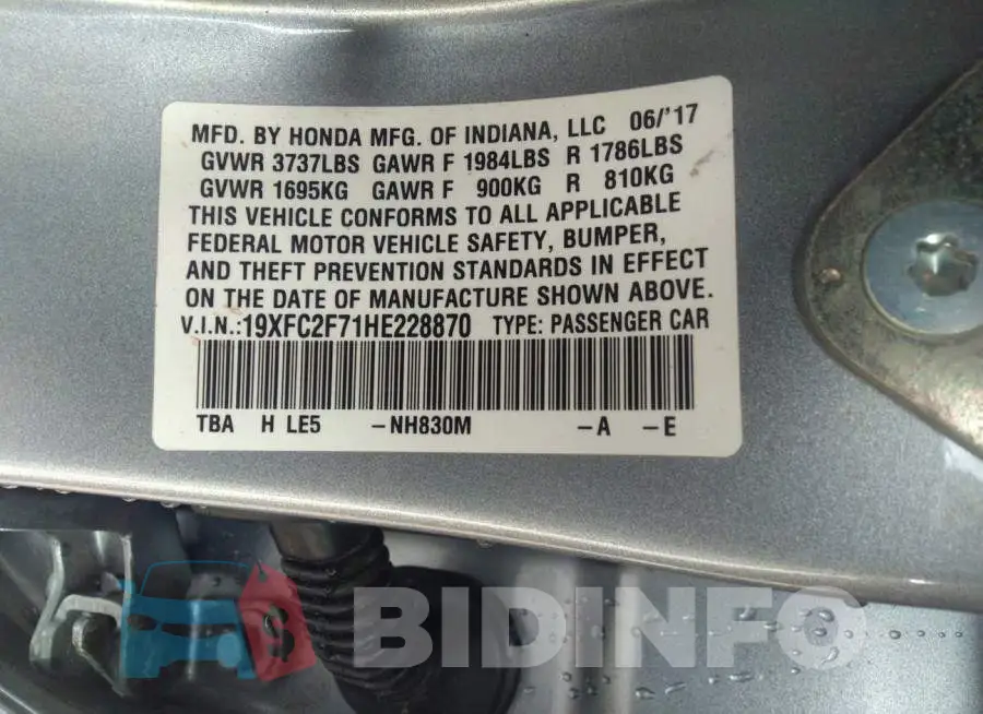 19XFC2F71HE228870 Photo# 9